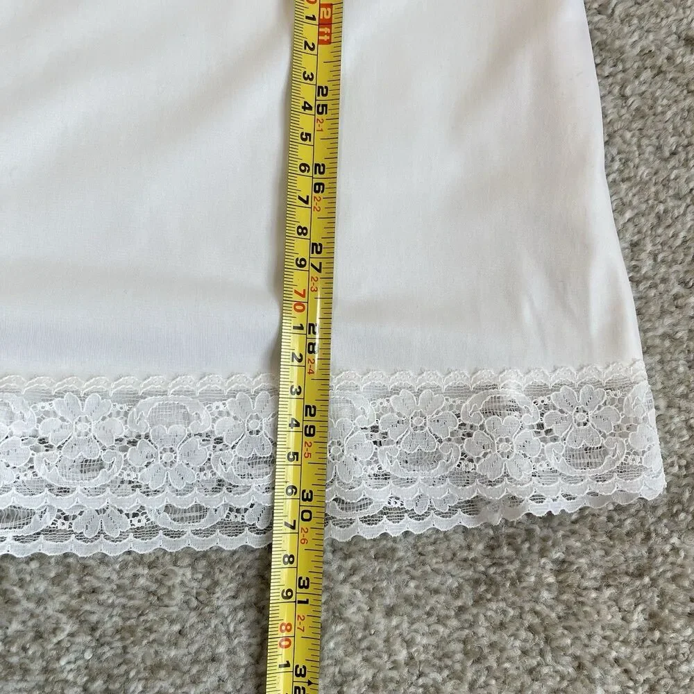 Vintage Vanity Fair Slip Dress Nylon Silky Lace Trim Size 34 Boho Fairy Romantic